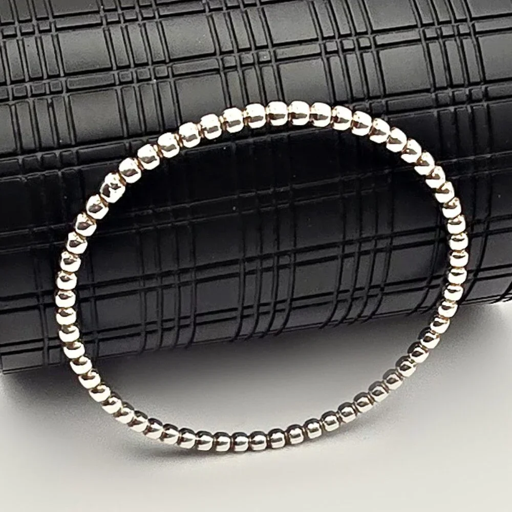 Sterling Bead Bangle Bracelet - Picture 2 of 4